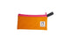 Pencil Pouch - Saffron: Rectangular orange fabric zip pouch with pink zipper, black pull tab, and Nock Co. patch, ideal for pens or knick-knacks.