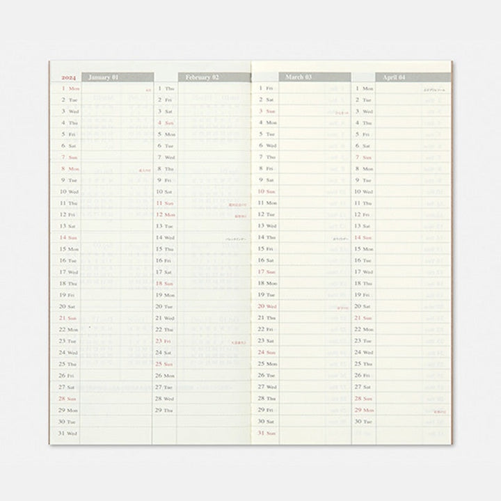 Traveler's Company 2024 Diary Weekly+Memo (Regular) Planners
