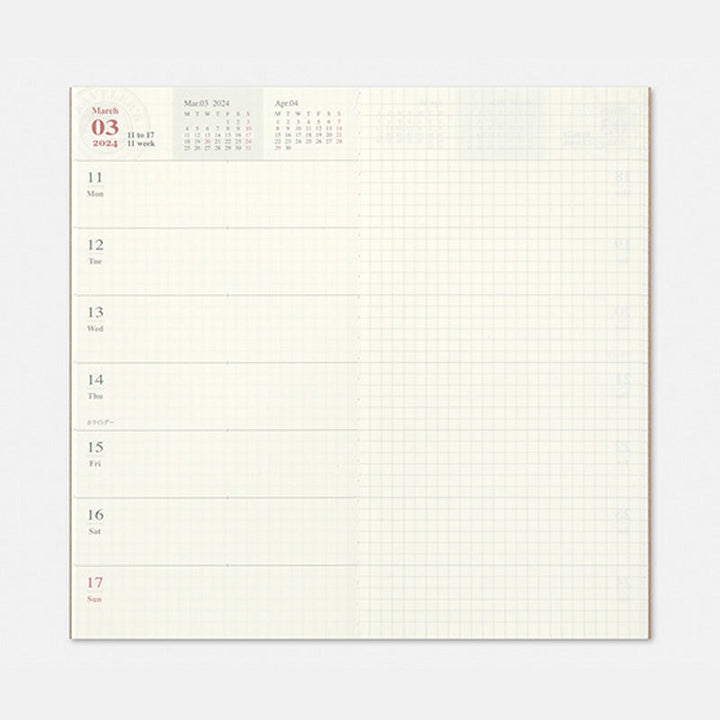 Traveler's Company 2024 Diary Weekly+Memo (Regular) Planners