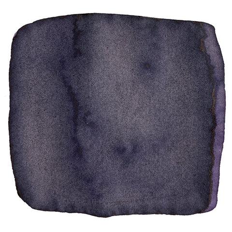 Abstract swatch of watercolor paint showcasing Purple Gray - 2ml, with dark indigo/purple tones, subtle variations, and textured edges, representing 3Oysters' Delicious Series.