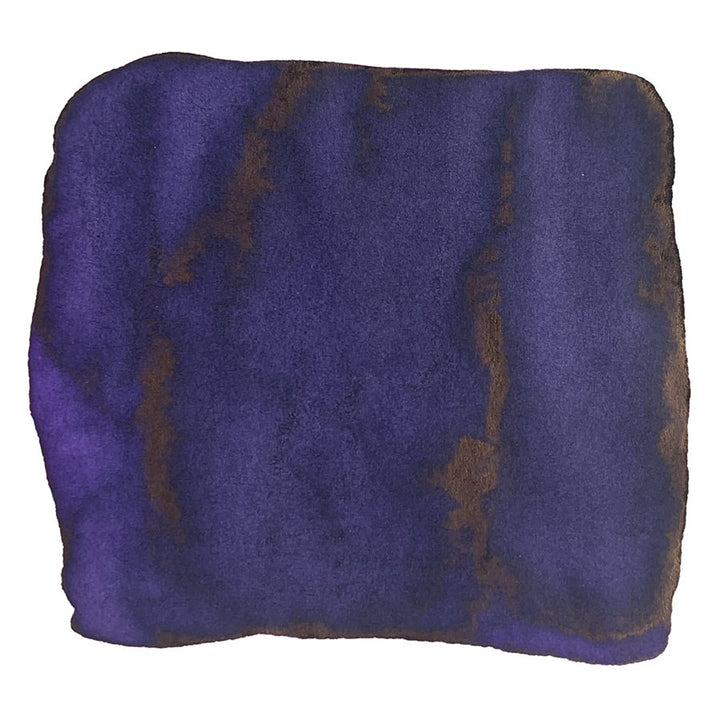 Aubergine (2018 Limited Ed) swatch showcases deep purple-blue pigment with shading and a faint brownish sheen, exemplifying Rohrer & Klingner's handcrafted fountain-pen ink.