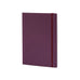 EcoQua A5 Ruled - Wine, a closed hardcover notebook with a plum cover and matching elastic band, featuring 160 pages of ruled, recycled paper.