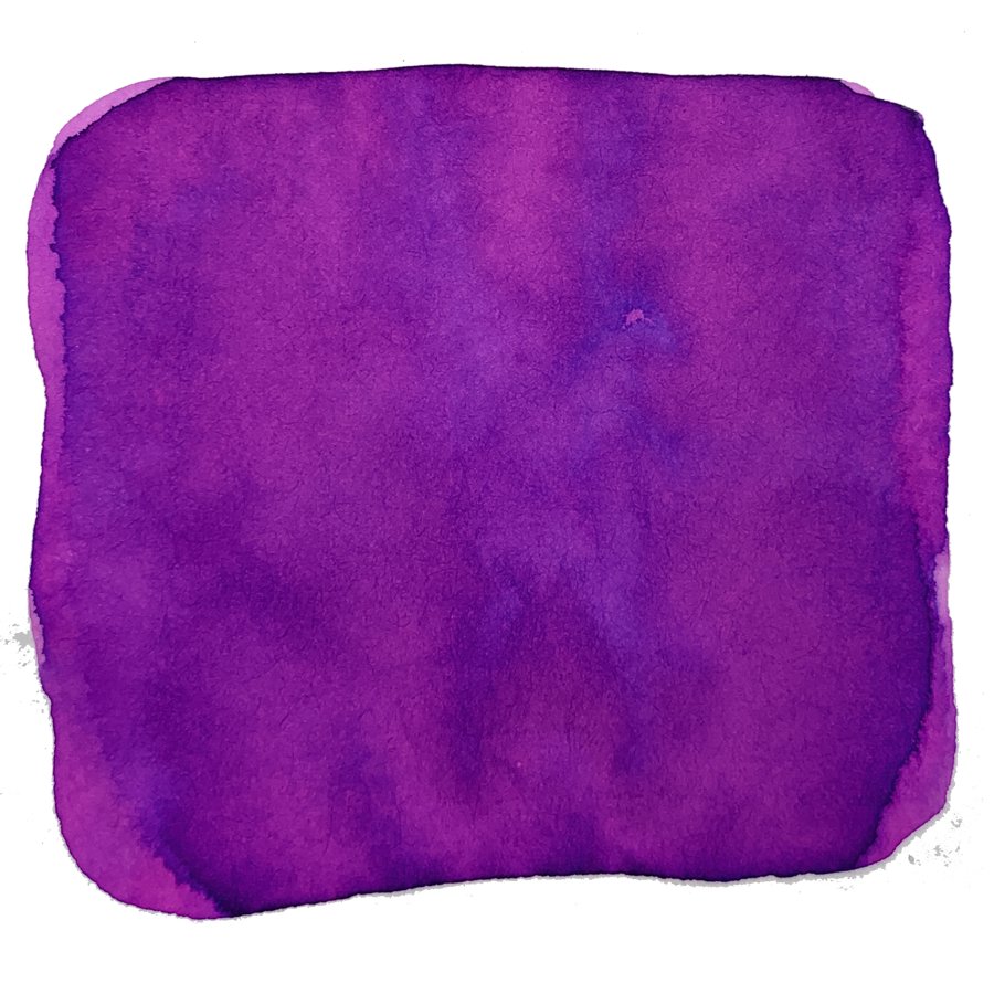 Ink Studio #135 - 2ml features a square, abstract purple watercolor wash with a textured look and softly rounded edges, showcasing Sailor's unique dye-based ink.