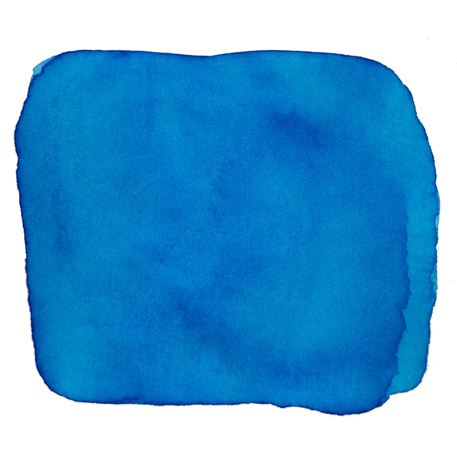 Ink Studio #141 - 2ml features a vibrant blue watercolor swath, showcasing subtle tone variations on a white background, highlighting Sailor's dye-based ink artistry.