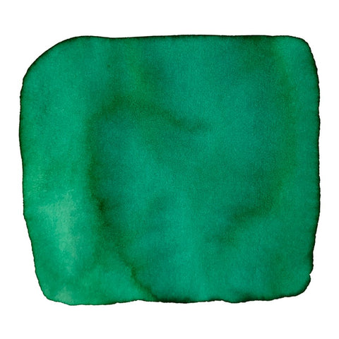 Ink Studio #160 - 2ml: A deep teal-green watercolor swatch with organic edges, showcasing varied tones and a softly mottled, textured appearance.