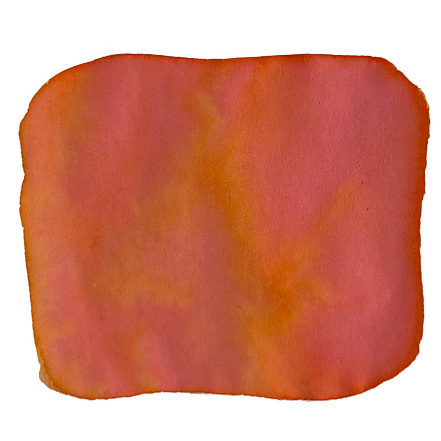 Ink Studio #173 - 20ml bottle, featuring an abstract watercolor wash with blended orange, pink, and red hues, showcasing Sailor's curated ink collection.