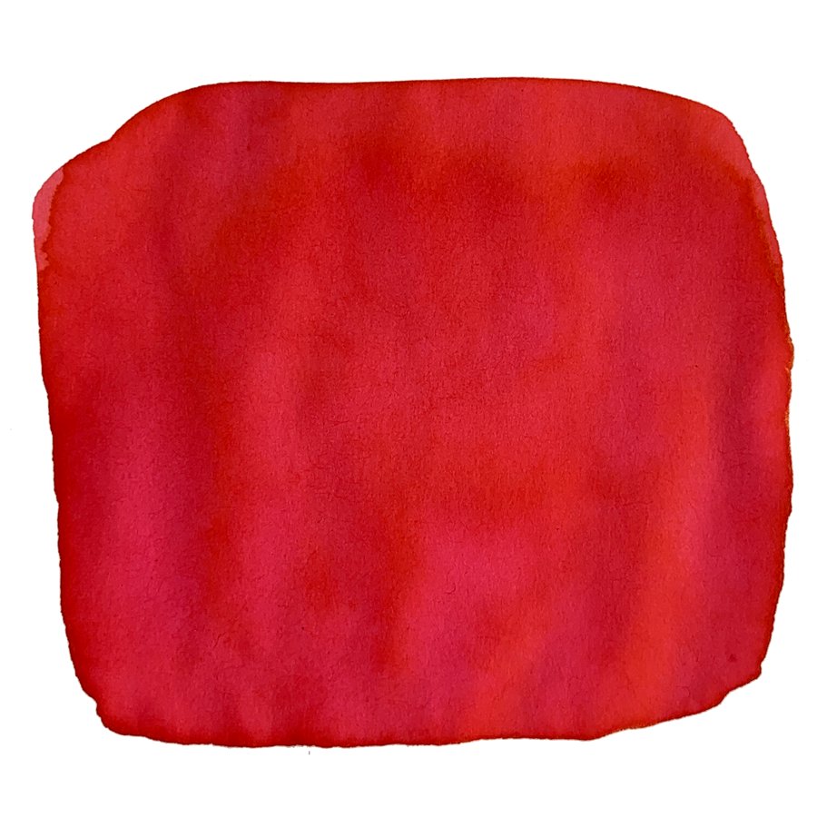 Red watercolor blot, representing Sailor's Ink Studio #230 - 2ml, showcasing a dye-based ink from their curated collection of 100 shades.