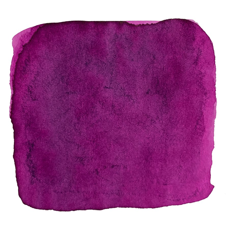 Ink Studio #231 - 20ml: A swatch of deep magenta-purple watercolor paint, showcasing granulation and texture, with slightly uneven edges on a white background.