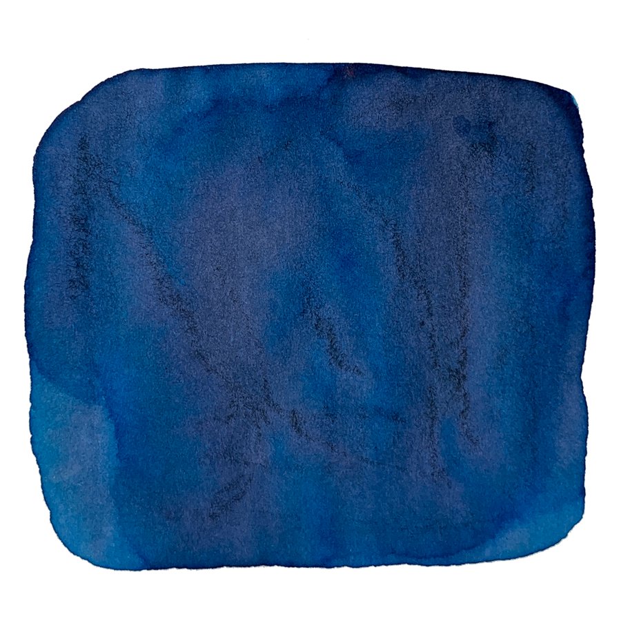 Ink Studio #240 - 20ml features a deep blue abstract watercolor design with soft, uneven edges, showcasing Sailor's curated dye-based ink collection.