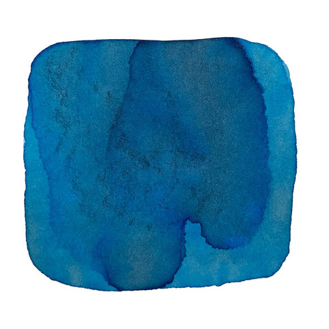 Ink Studio #241- 2ml features a watercolor swatch with varying blue tones, from aqua edges to deep indigo center, showcasing Sailor's dye-based ink.