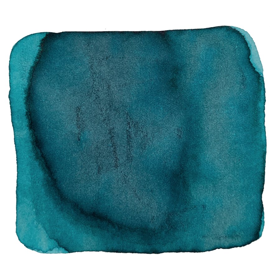 Ink Studio #264 - 20ml bottle featuring a teal-blue/green abstract watercolor design, showcasing Sailor's curated dye-based ink collection with subtle tonal variations.