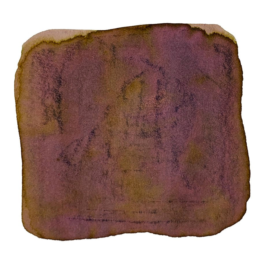 Abstract wash of brown-purple tones representing Sailor's Ink Studio #273 - 20ml, showcasing its unique dye-based texture on white paper.