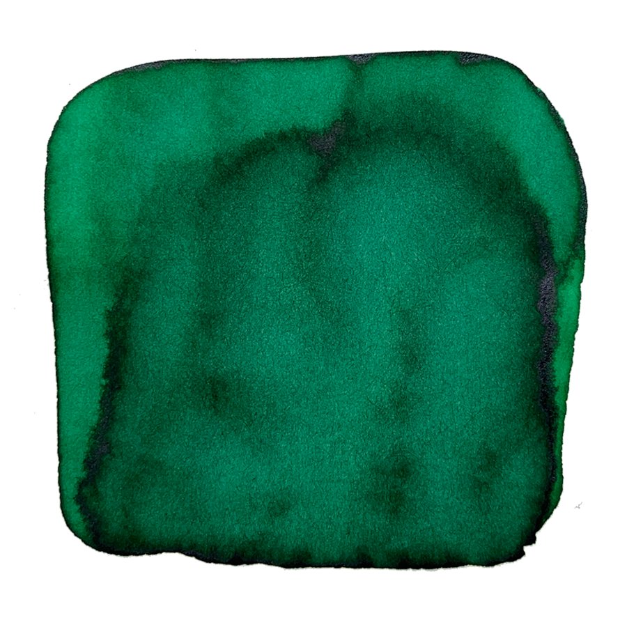 Ink Studio #460 - 20ml ink features a textured green swatch with darker edges on white paper, embodying Sailor's curated collection.