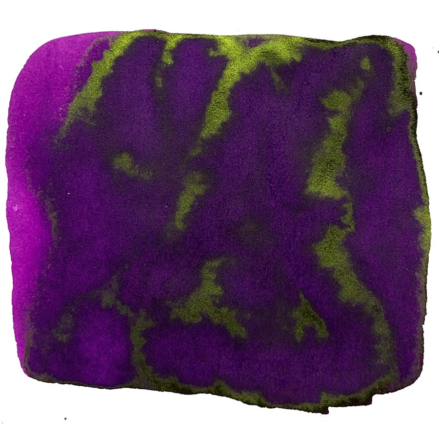 Ink Studio #735 - 20ml features a deep purple ink with metallic yellow-green sheen, showcasing Sailor's vibrant dye-based color expertise.