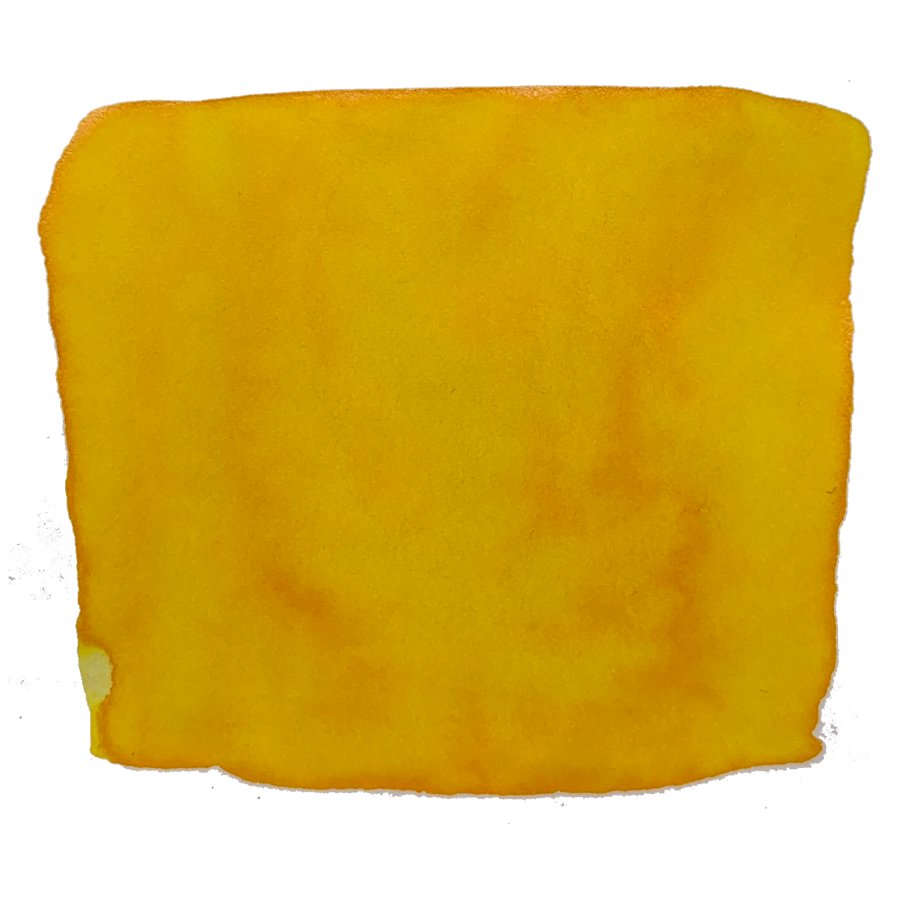 Ink Studio #770 - 2ml swatch shows a textured yellow watercolor wash with soft, uneven edges, illustrating Sailor's curated dye-based ink collection.