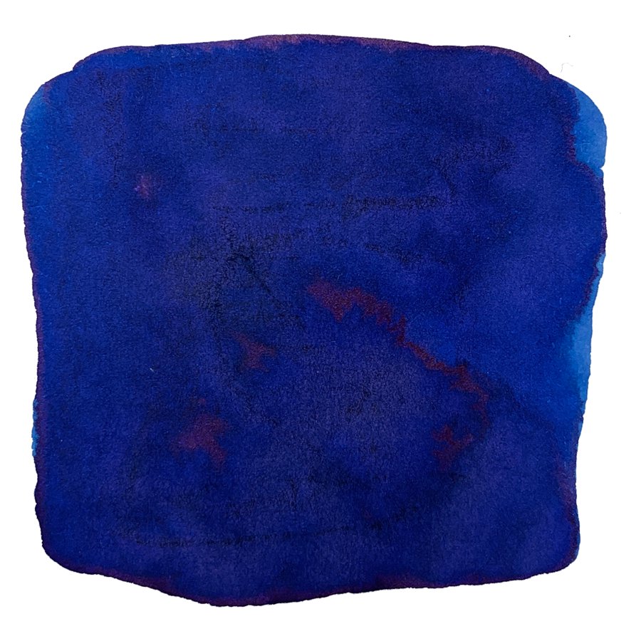 Ink Studio #840 - 2ml features a deep, saturated blue swatch with uneven edges and hints of red-purple sheen, reflecting Sailor's curated ink collection.