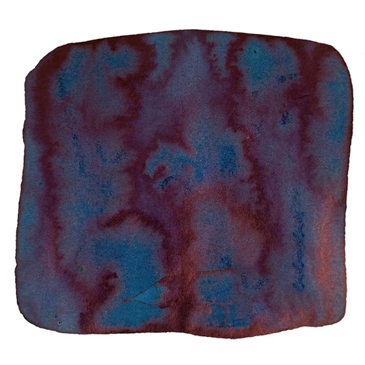 Hokusai-Sabimidori - 40ml ink swatch features a marble-like blend of red-violet and blue pigments, showcasing Taccia's Japanese-inspired abstract color artistry.