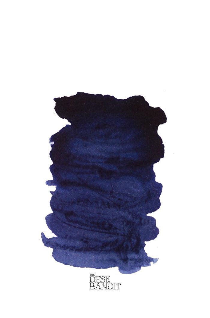 Salix (Iron Gall) - 2ml ink sample, featuring a dark navy-blue swatch on white background with THE DESK BANDIT printed at the bottom.