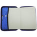 Seed A5 - Iris/Electric Blue carrying case open flat, showing two pen slots and a space for an A5 notebook on the right.
