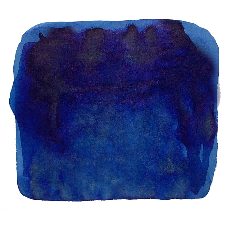 Seiboku - 2ml (Nano Pigment Ink) shown as a deep blue abstract watercolor swatch, illustrating its high pigmentation and matte finish, suitable for fountain pens.