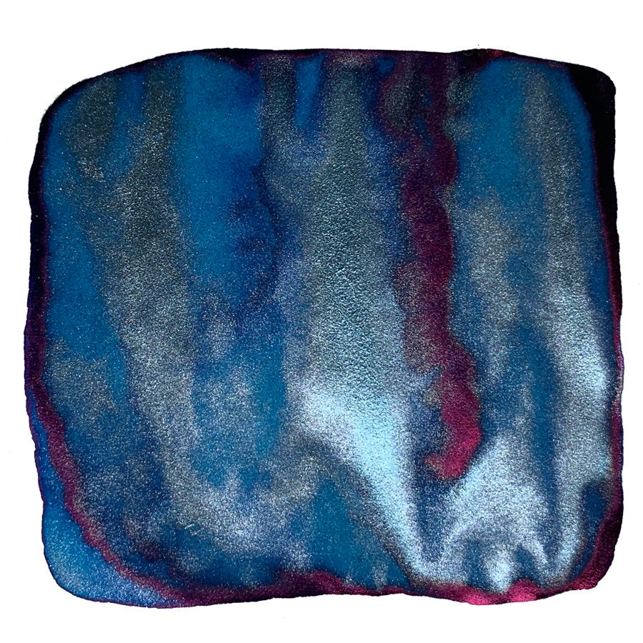 Silver Fire & Ice (Shake 'N' Shimmy) - 2ml sample of pearlescent ink showcasing metallic blue and silvery tones with a reddish-purple sheen.