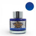 Diamine Skyline (Forever Ink) - 50ml fountain pen ink in clear glass bottle with silver cap, showcasing bright blue waterproof, lightfast ink and label.