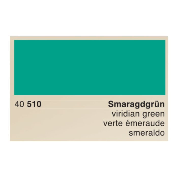 Smaragdgrun - 50ml by Rohrer & Klingner, shown as a deep viridian green rectangular swatch, labeled in four languages, ideal for fountain pens or painting.