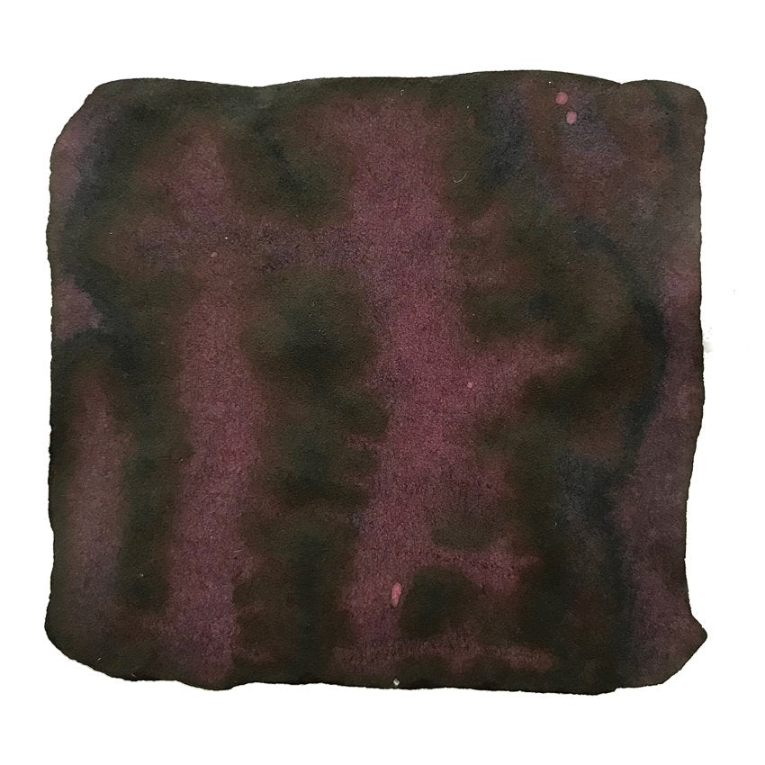 Smokescreen - 2ml ink sample by Robert Oster, featuring a deep reddish-purple hue with black mottling, displayed as a liquid pigment swatch on white paper.