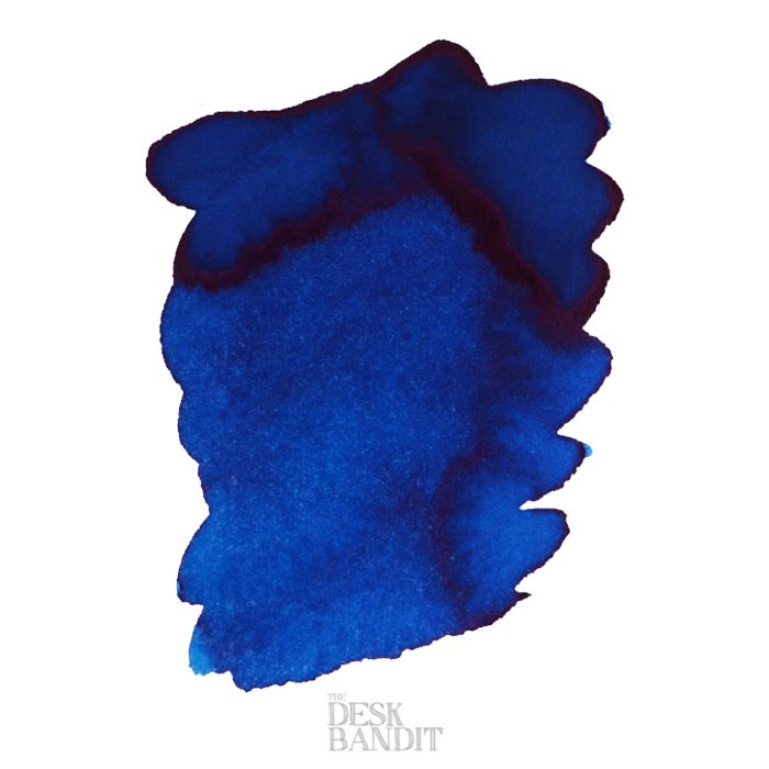 Soda Pop Blue - 2ml sample by Robert Oster, features a deep blue ink swatch on white, with “The Desk Bandit” watermark visible.
