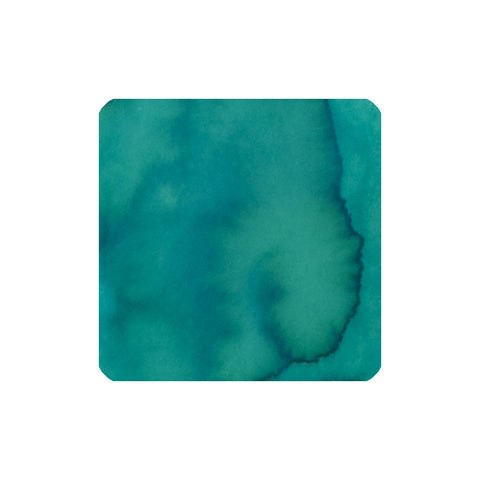 Soft Mint - 30ml fountain pen ink by Diamine, featuring an abstract turquoise watercolor texture, exemplifying rich color and smooth flow, suitable for vintage pens.