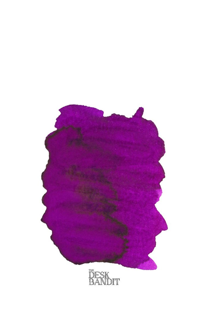 Solferino (2ml) ink swatch in vibrant purple-magenta on white background, labeled THE DESK BANDIT, showcasing Rohrer & Klingner's dye-based fountain pen ink sample.