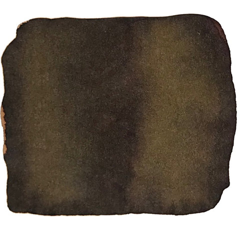 Swatch of Colorverse ink, titled Soul - 2ml, on textured paper, showcasing a dark, nearly black hue, applied unevenly to highlight its plant-based texture.