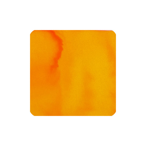 Sunshine Yellow - 2ml Diamine fountain pen ink sample featuring a warm orange-yellow watercolor texture. Ideal for writing enthusiasts and collectors, crafted with care in England.