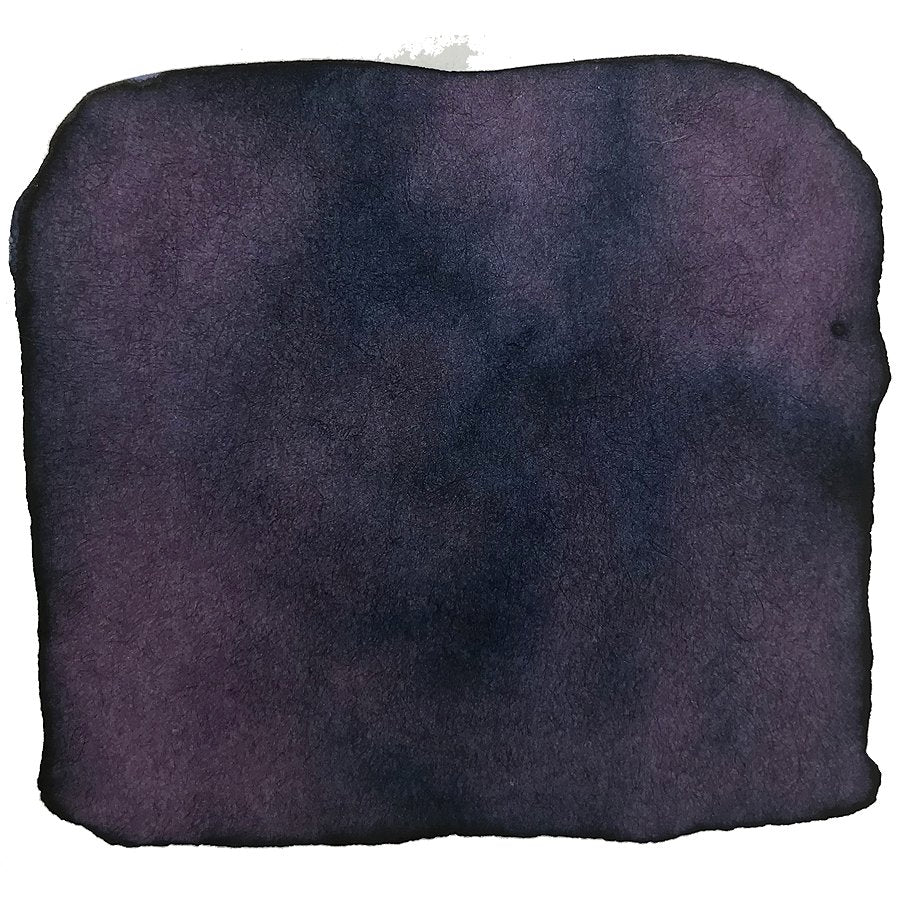 Sydney Lavender - 2ml ink sample features a dark purple-black abstract wash with soft, uneven edges, showcasing Robert Oster's dye-based ink on white paper.