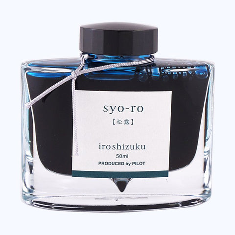 Iroshizuku Ink - Syo Ro (50ml) in a sleek glass bottle features a distinctive label, showcasing Pilot's premium ink collection.