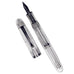 Triple Tail Flex Pen by Noodler's Ink, featuring a transparent body with visible ink reservoir and a three-tine flex nib, cap placed beside the barrel.