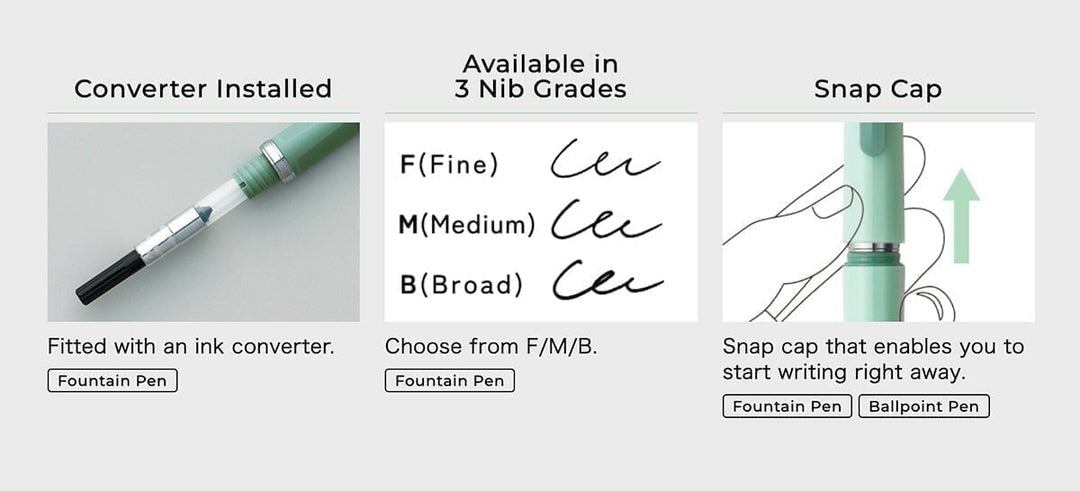 Sailor TUZU ADJUST Fountain Pen (Green) - Broad Fountain Pen