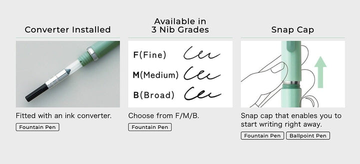Sailor TUZU ADJUST Fountain Pen (Green) - Broad Fountain Pen