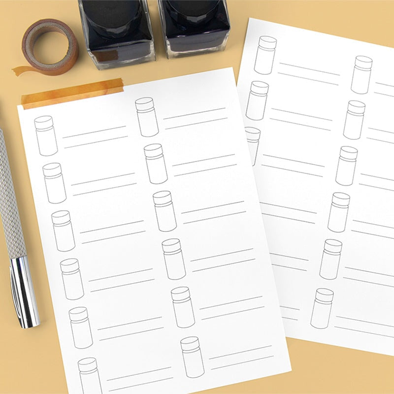 Wearingeul Impression Ink Swatch Sheets (Vials) Paper