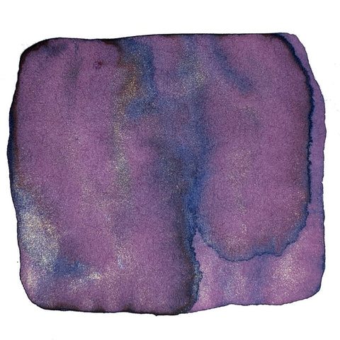Robert Oster Violet Dreams (Shake 'N' Shimmy) - 2ml ink sample, featuring a rich purple hue with blue-violet edges and a shimmering metallic gold effect.