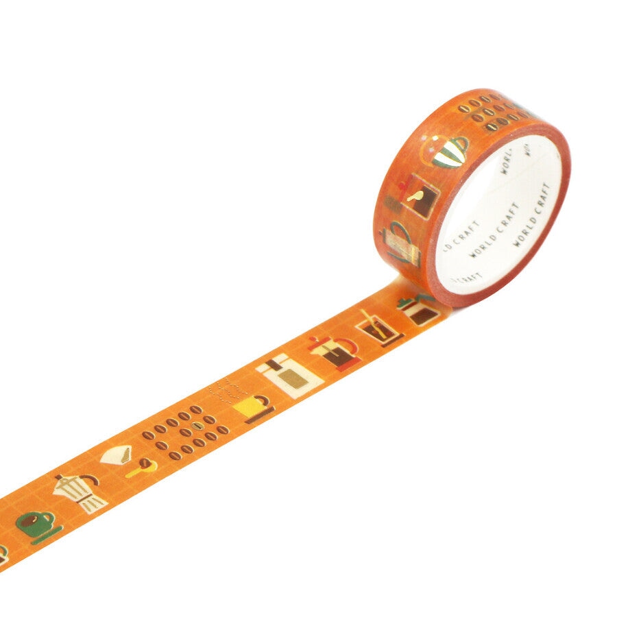 World Craft With Coffee Glitter Foil Washi Tape