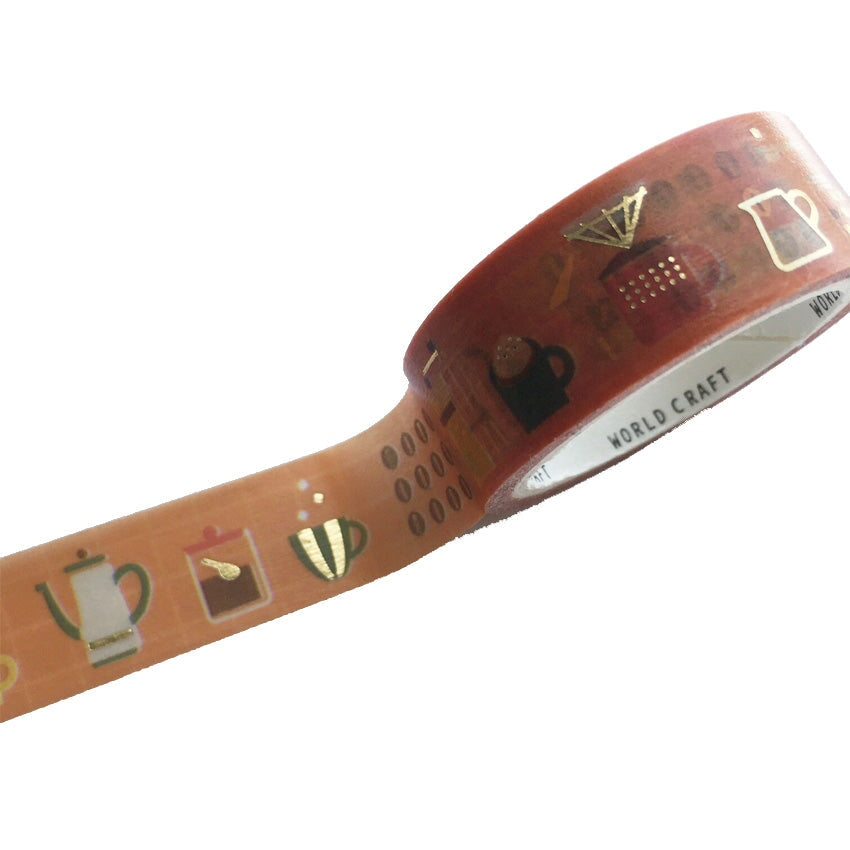 World Craft With Coffee Glitter Foil Washi Tape