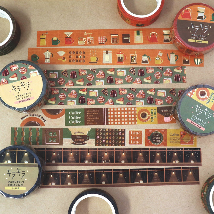 World Craft With Coffee Glitter Foil Washi Tape