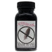 Noodler’s Ink X Feather - 3-ounce glass bottle with black lid, features a “NOODLER’S INK” label, crossed-out feather logo, highlighting it's not quill ink.