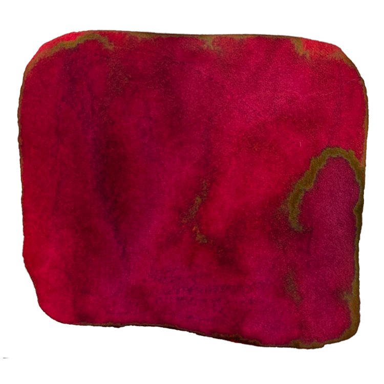 Shikiori Yodaki - 20ml ink, featuring a deep crimson-red swatch with magenta and yellow-tinged variations, showcasing its watercolor-like, abstract appearance.