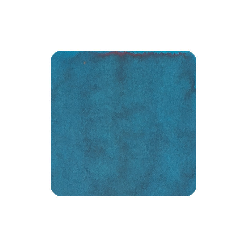 Sailor Manyo Yomogi fountain pen ink swatch, teal-blue with a sheen