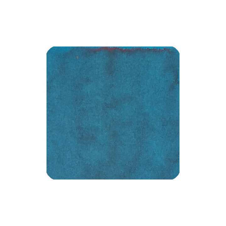 Sailor Manyo Yomogi fountain pen ink swatch, teal-blue with a sheen