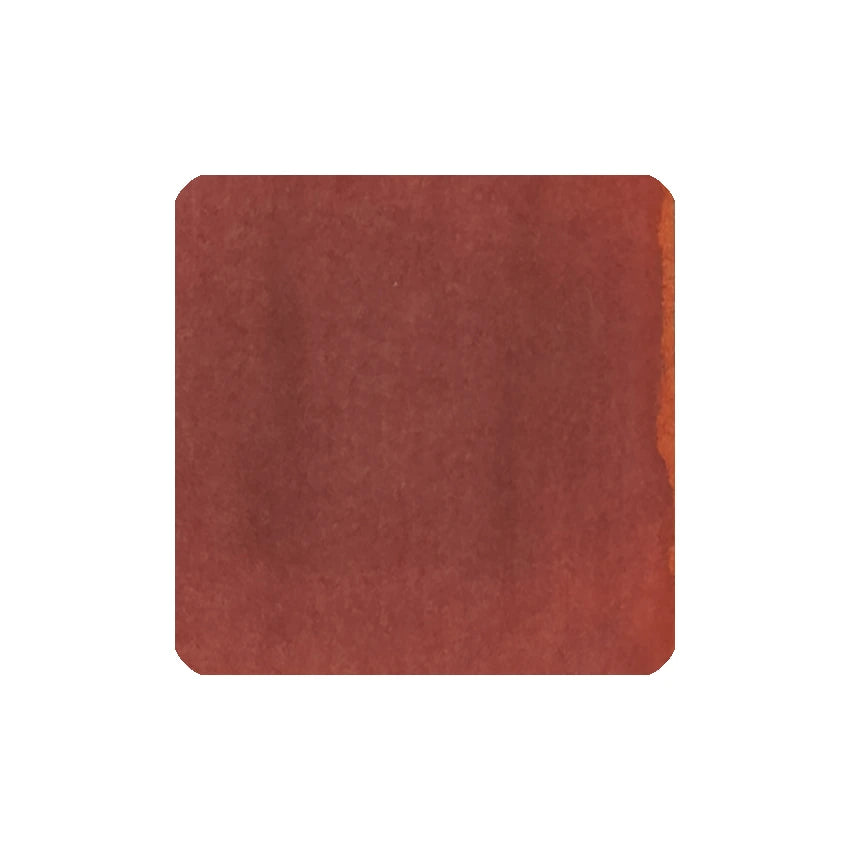 Sailor Manyo Yu fountain pen ink swatch, reddish brown with orange shading at the edge