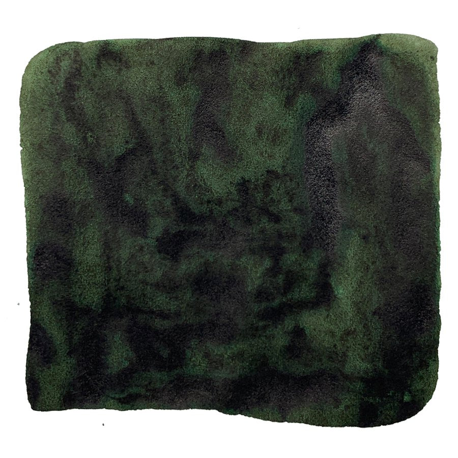 Zhivago - 88ml swatch of dark green Noodler's Ink, showcasing its rich, textured water-resistant properties on white paper, ideal for versatile writing needs.