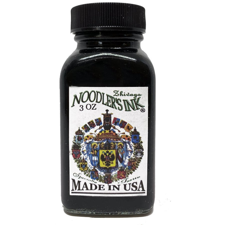 Zhivago - 2ml Noodler's Ink in a 3oz glass bottle, featuring a white label with logo, crest, and Made in USA text.